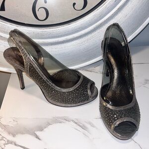 Adrianna Papell 8.5 sparkly peeptoe sling back heel